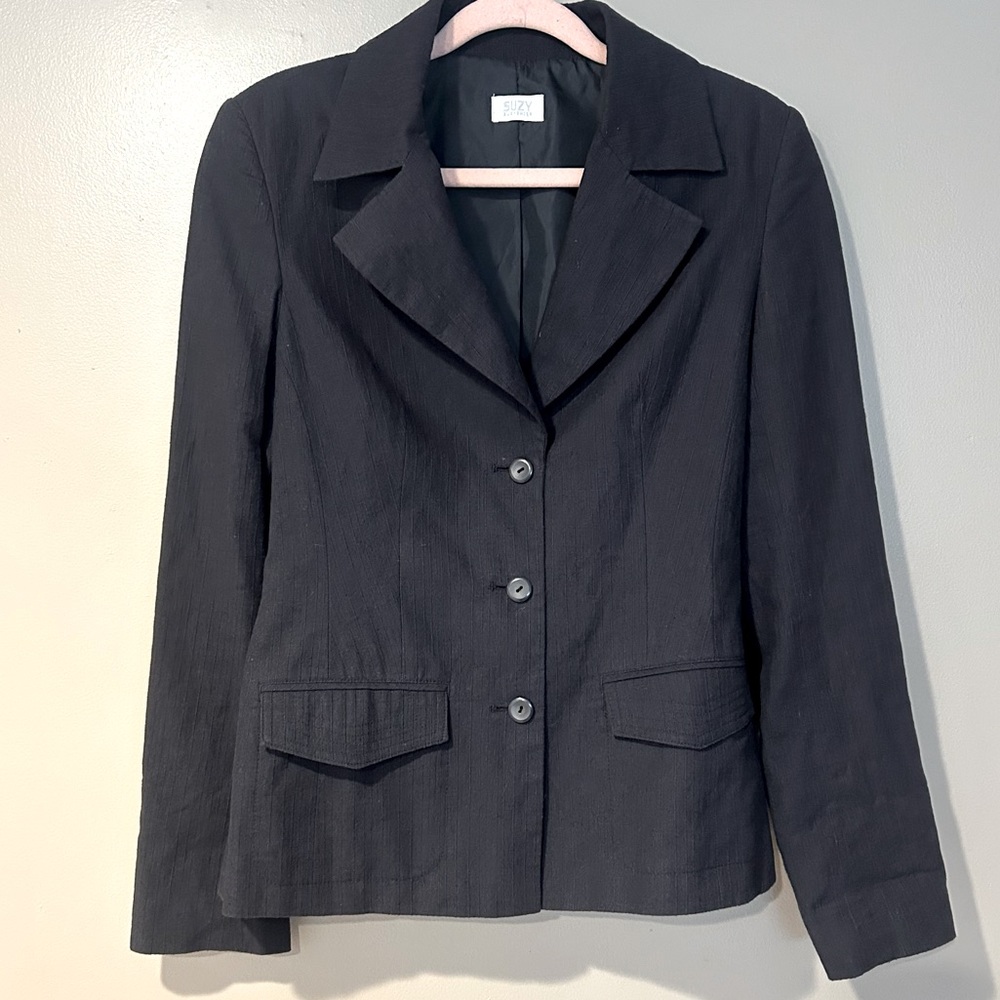 linen structured Blazer gothic office siren chic fitted jacket modern timeless